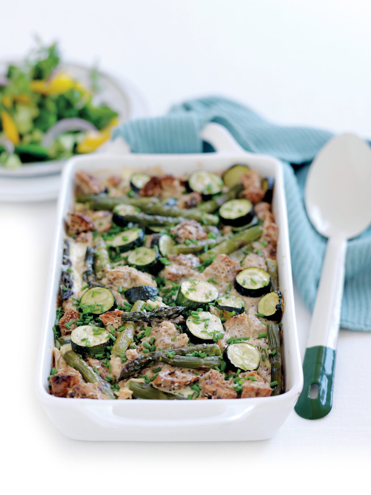 Asparagus and salmon strata