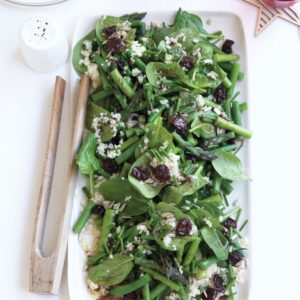 Asparagus, bulgar and dried cherry salad with spiced dressing