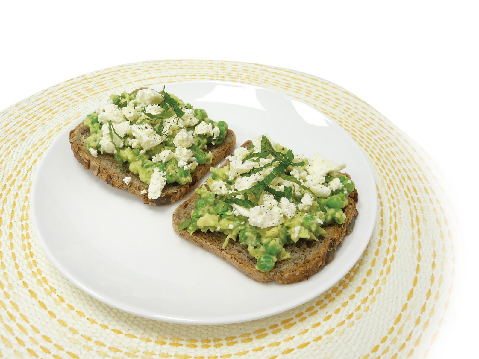 Avocado, pea and feta toast