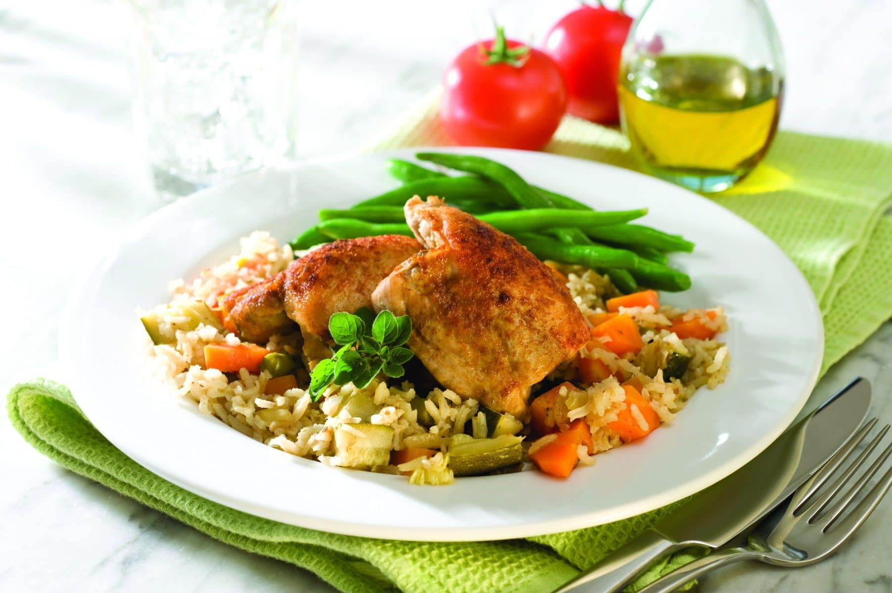 Baked chicken on rice