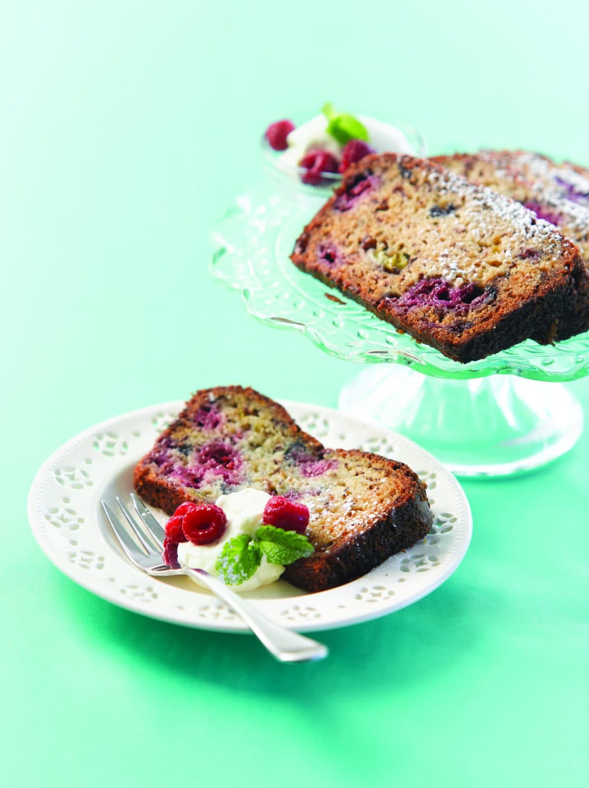 Banana and raspberry loaf cake