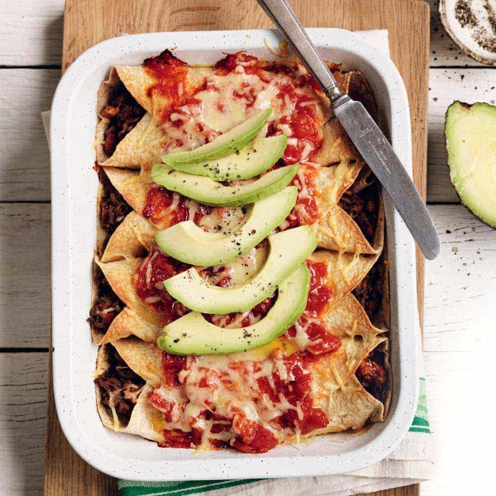 Beef and bean enchiladas Beef and bean enchiladas