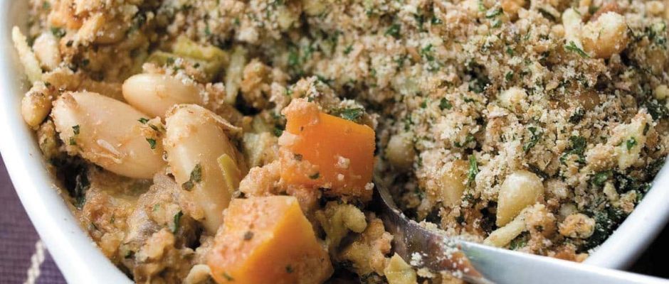 Butter bean and vegetable crumble