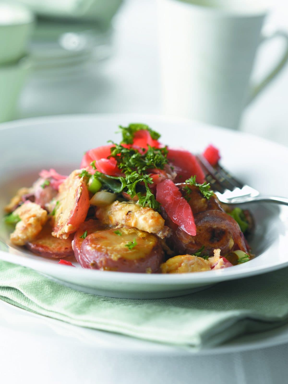Café scramble with smoked salmon