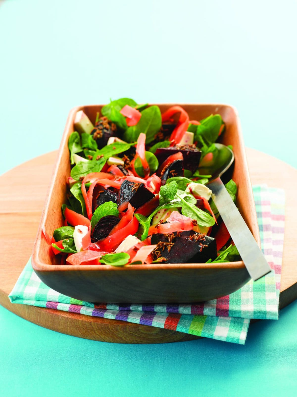 Carrot, beetroot and cumin salad with feta and mint