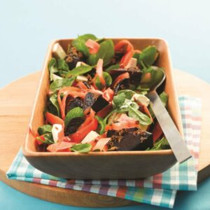 Carrot, beetroot and cumin salad with feta and mint