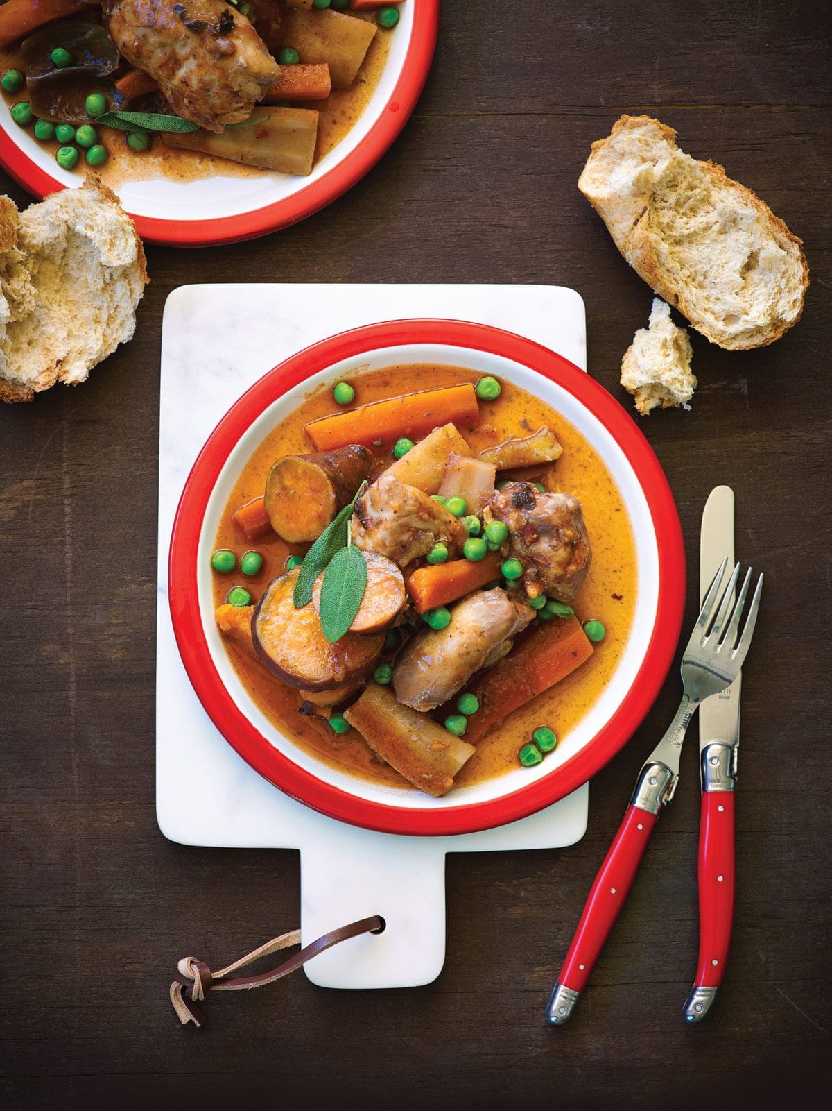 Chicken in red wine