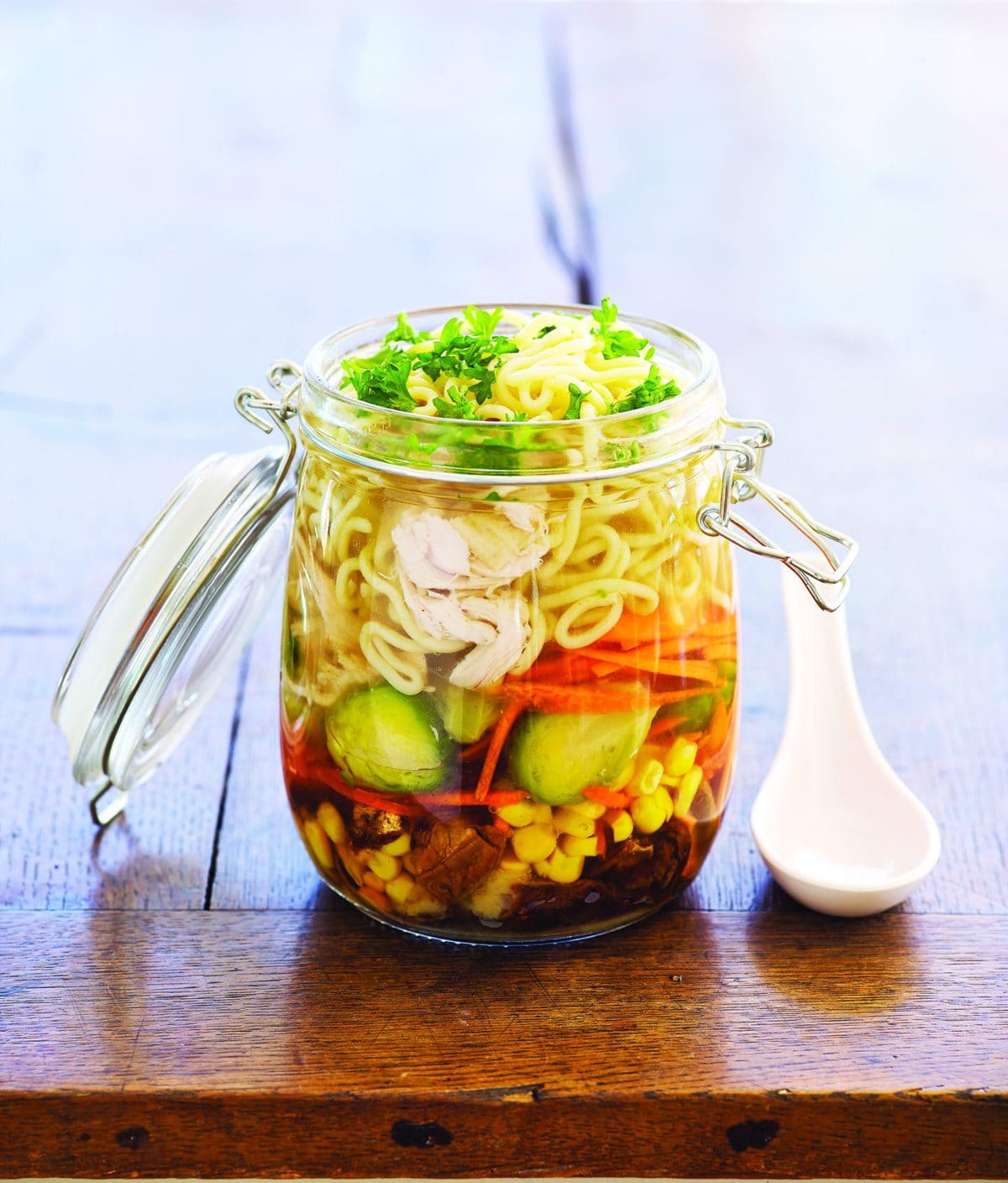 Portable chicken noodle soup