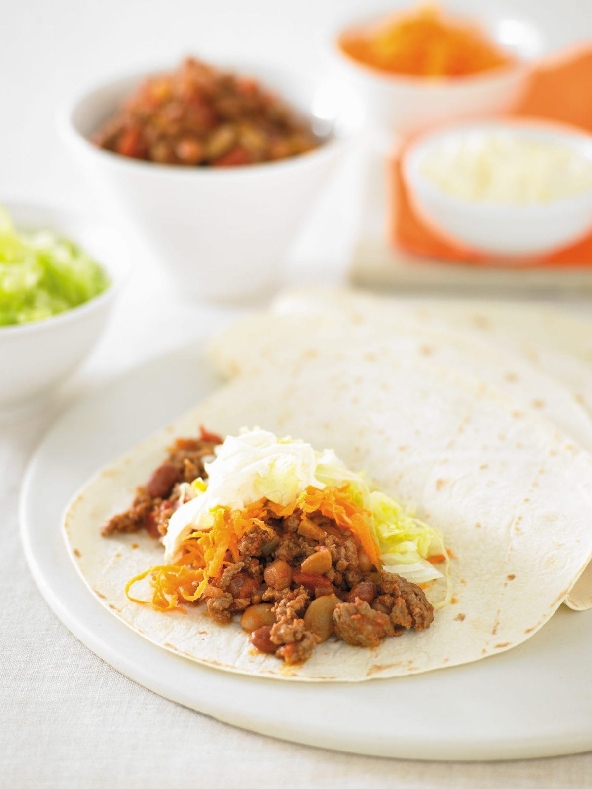 Chilli beef and bean burritos