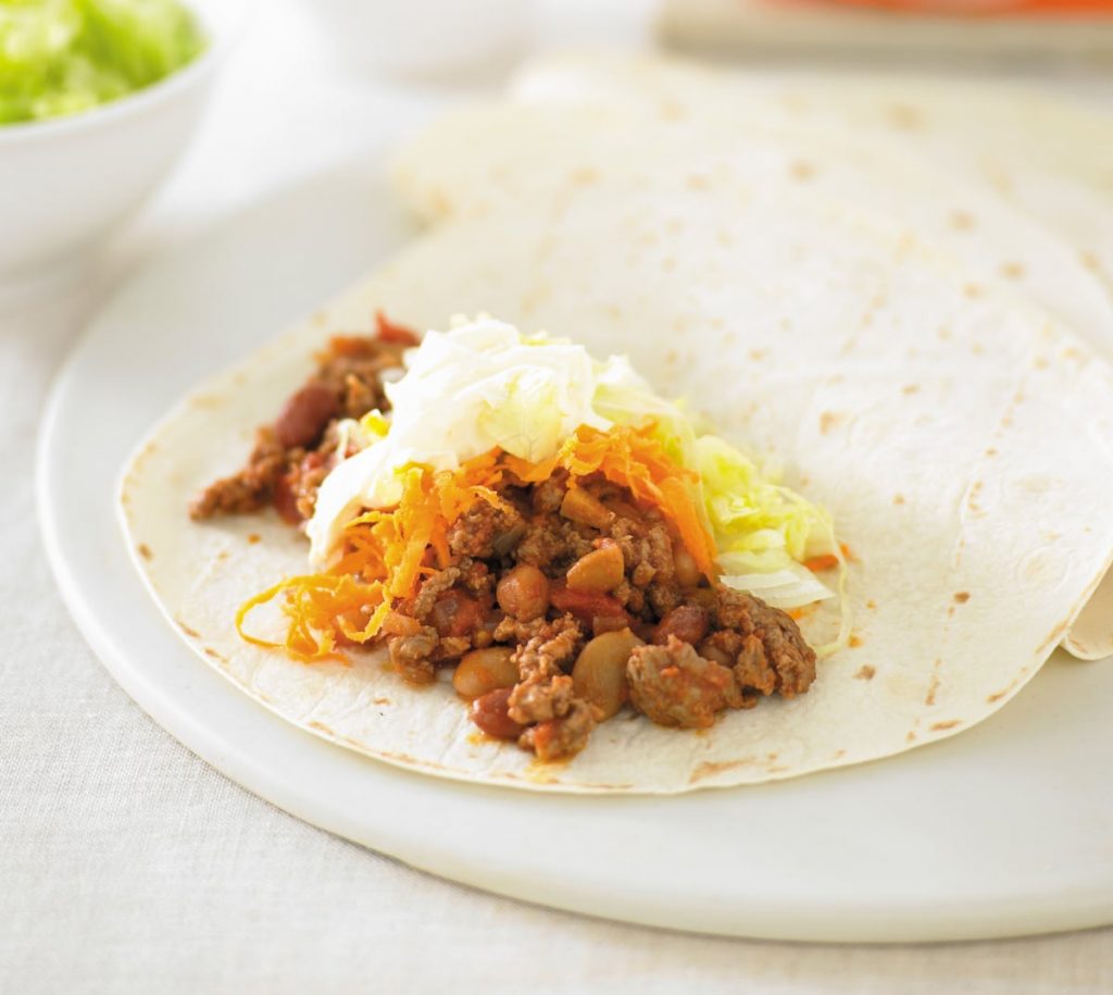 Chilli beef and bean burritos Chilli beef and bean burritos