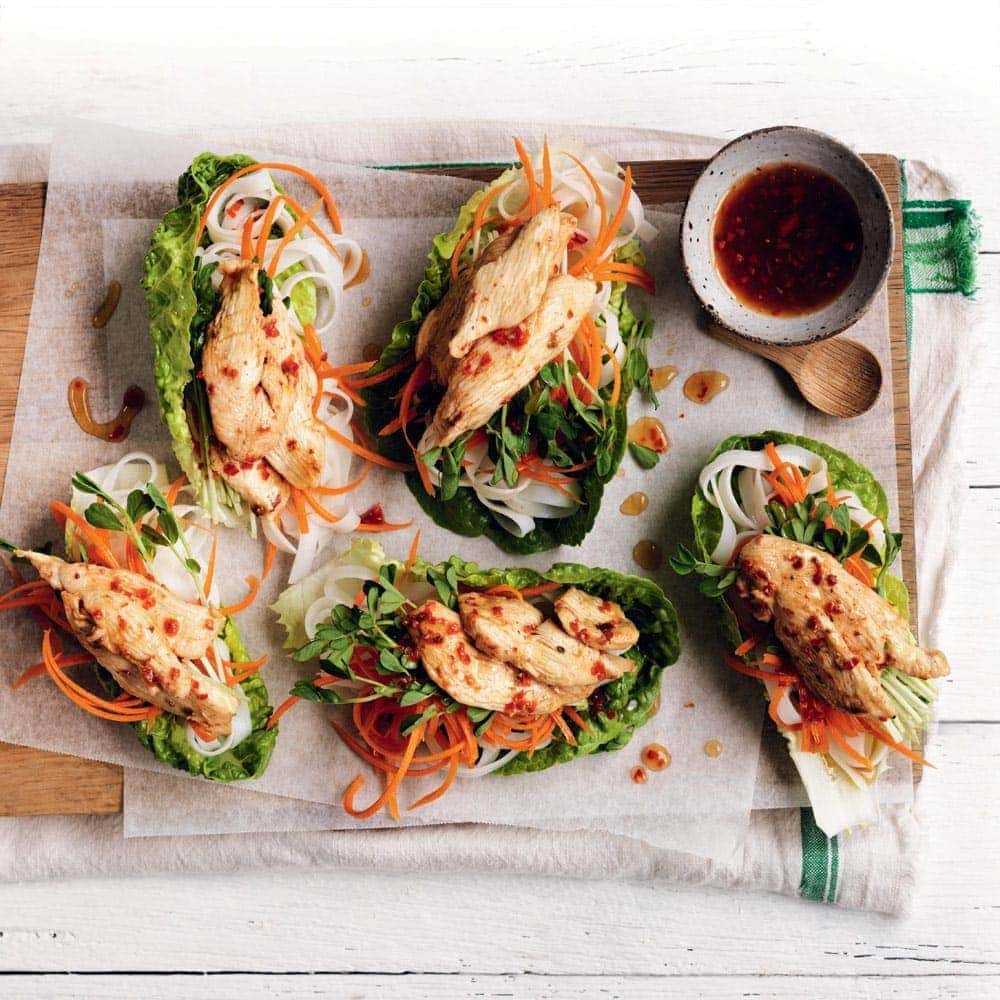 Chilli-lime chicken lettuce cups Chilli-lime chicken lettuce cups