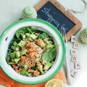 Chilli salmon and rice salad