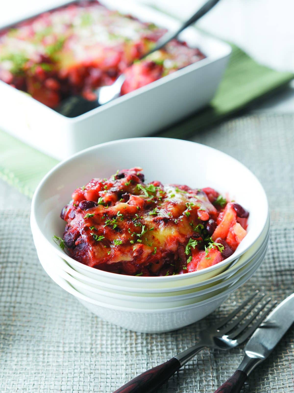 Chilli bean and potato bake