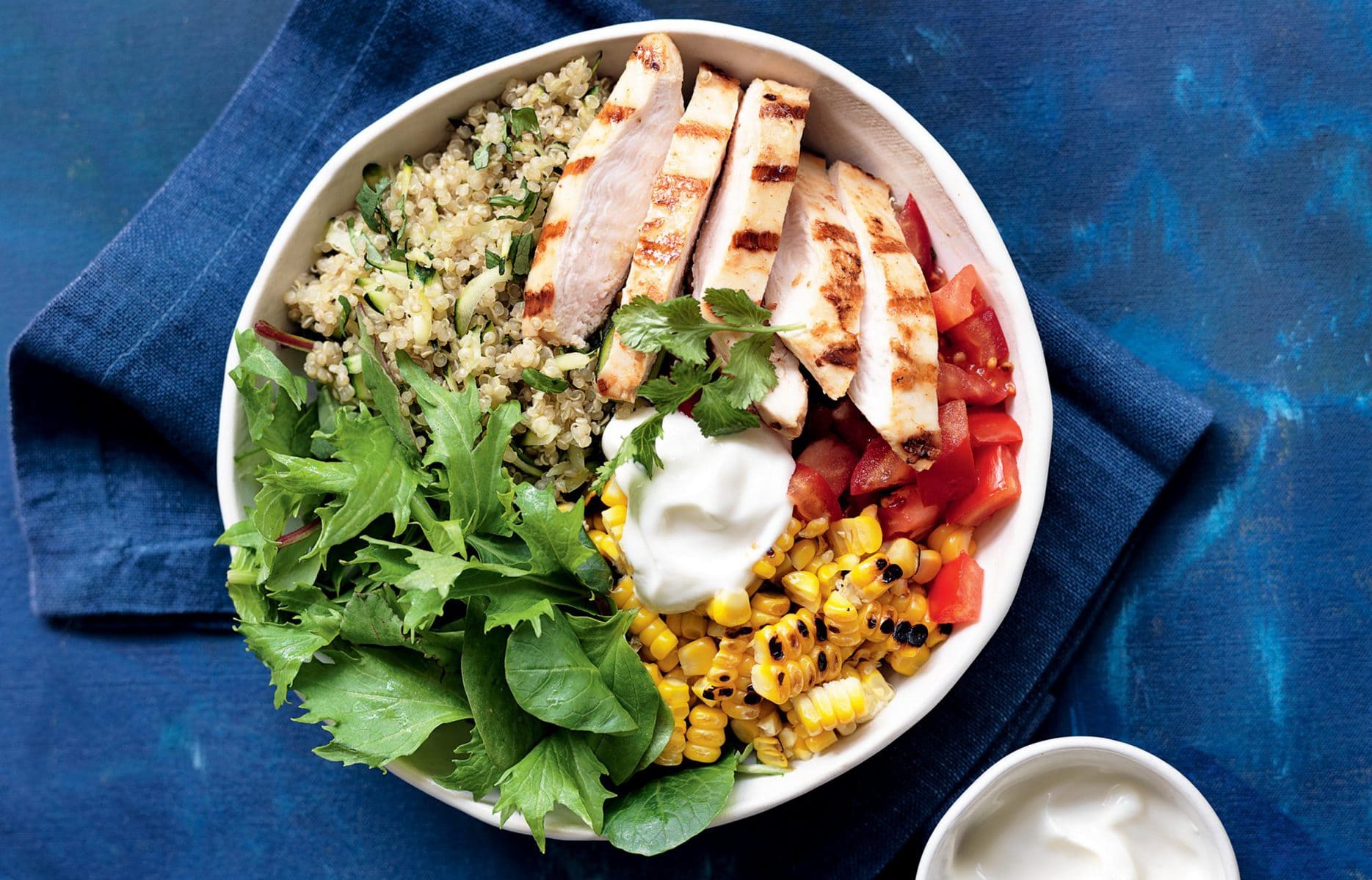 Chipotle chicken and quinoa burrito bowl