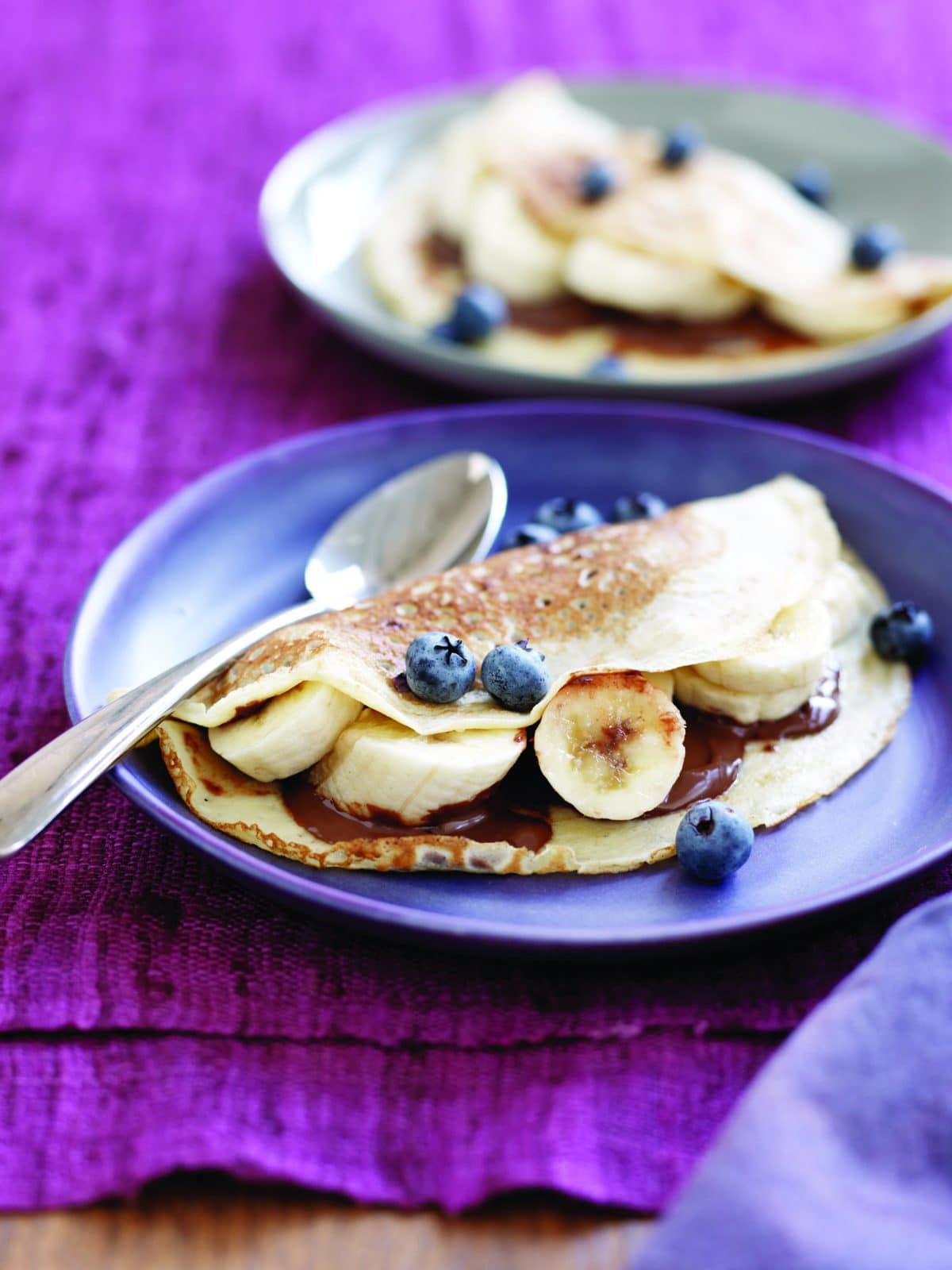Chocolate and banana crepes