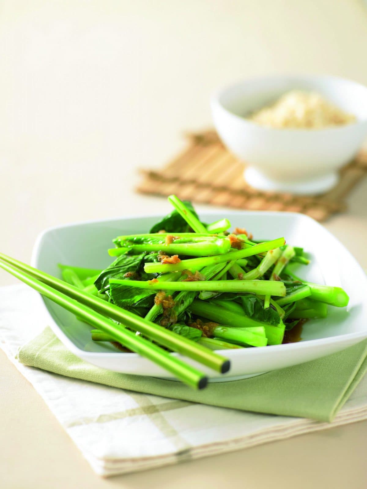 Choy sum with soy and ginger dressing