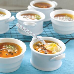 Coconut custard with lime syrup