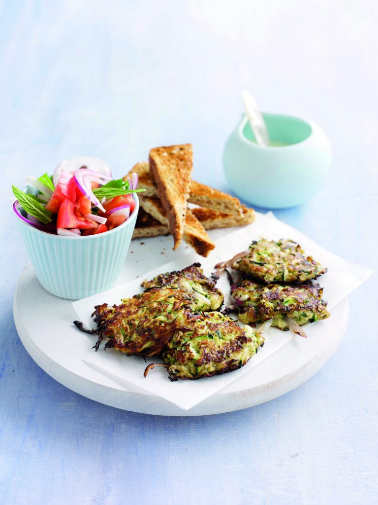 Courgette and feta fritters Courgette and feta fritters