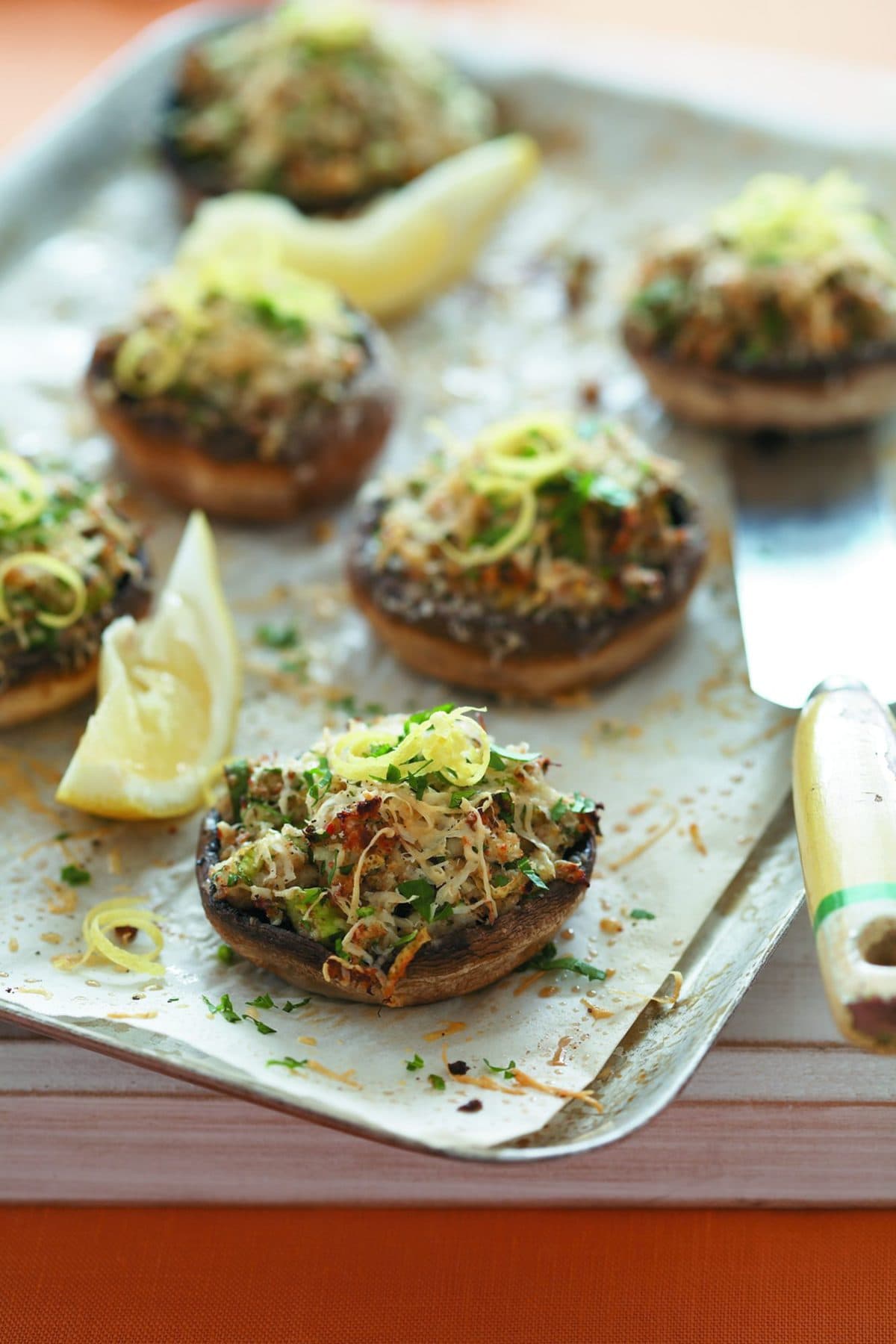 Crab and lemon-stuffed mushrooms