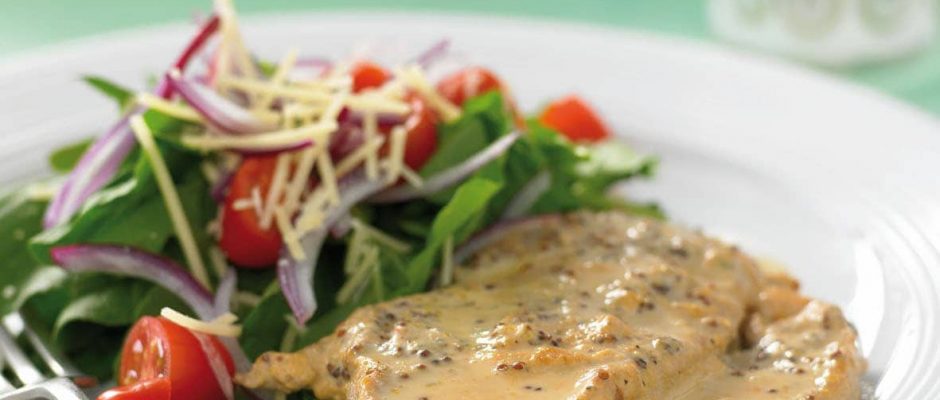 Creamy mustard pork steaks