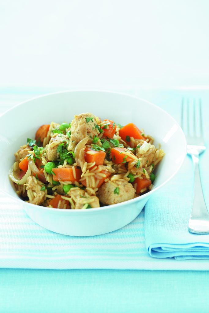 Curried chicken and kumara pilaf Curried chicken and kumara pilaf