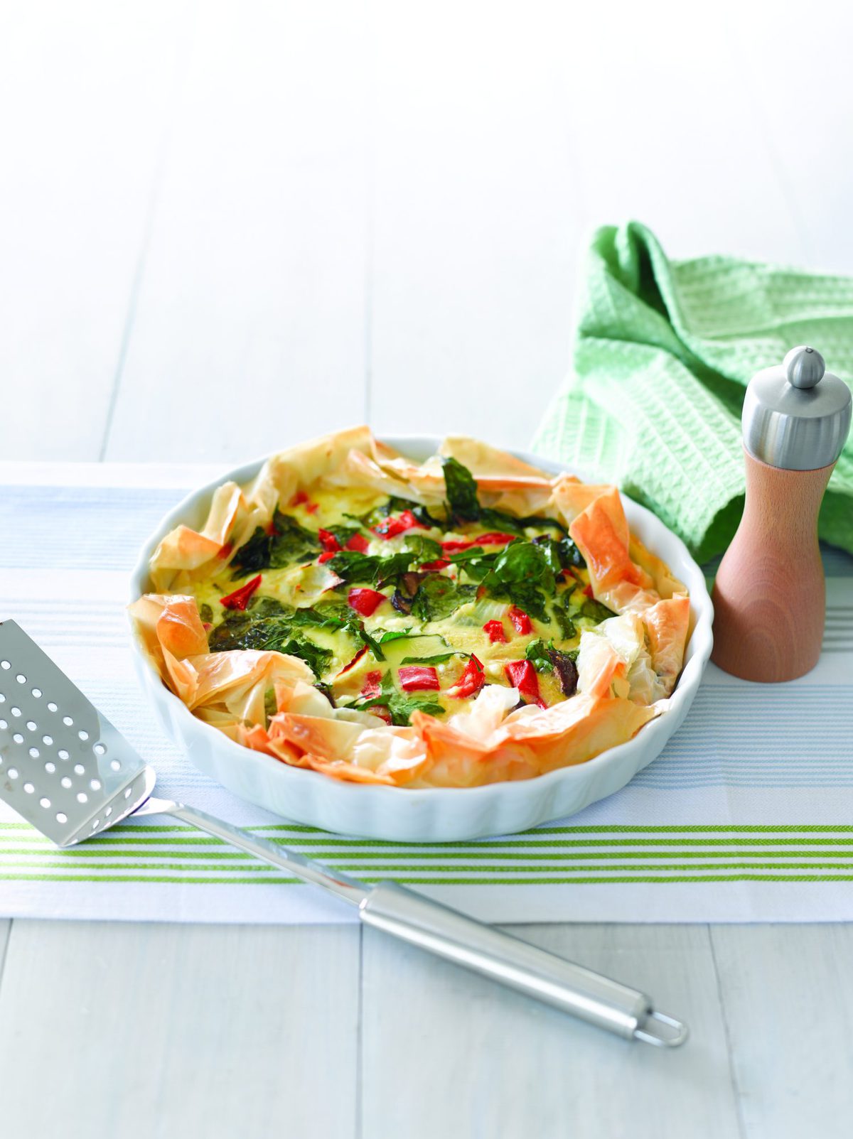 Filo, spinach and egg tart