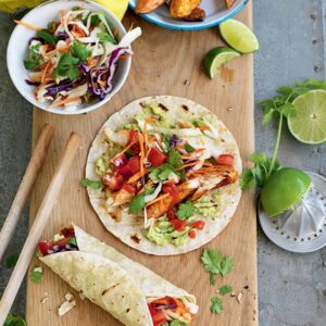 Fish tacos with cabbage and coriander salad