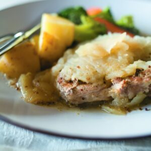 Foil bag-baked pork with apples