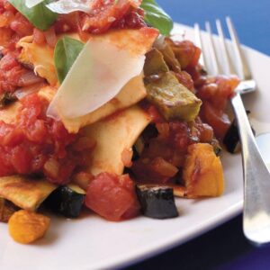 Free-form lasagne with roasted vegetables