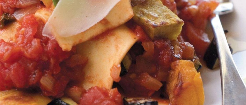 Free-form lasagne with roasted vegetables