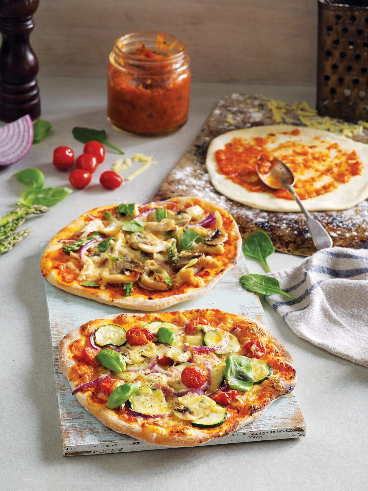 Vegetarian individual pizzas