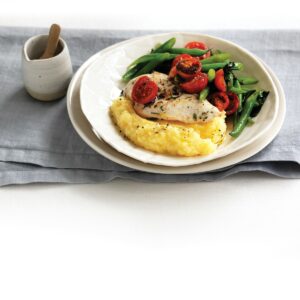 Garlic and rosemary chicken with cheesy polenta