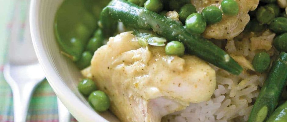 Healthy green fish curry