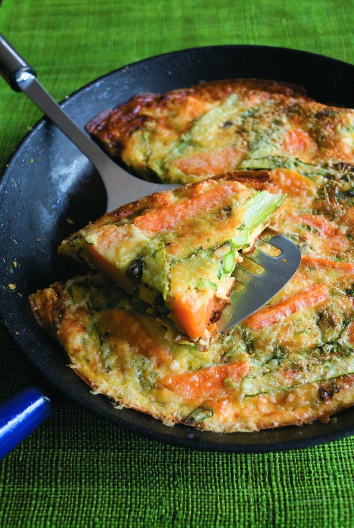 Herby frittata with asparagus and cheddar