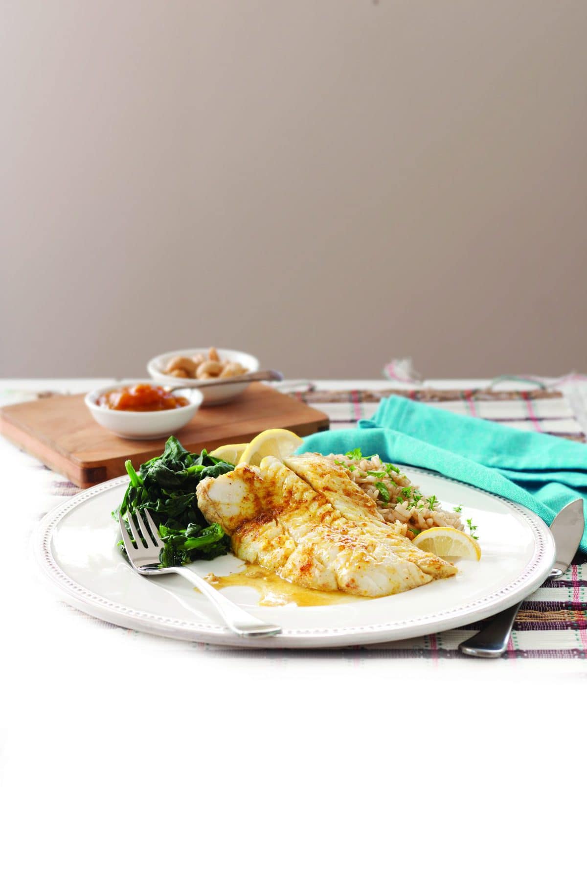 Indian-spiced fish with nutty rice