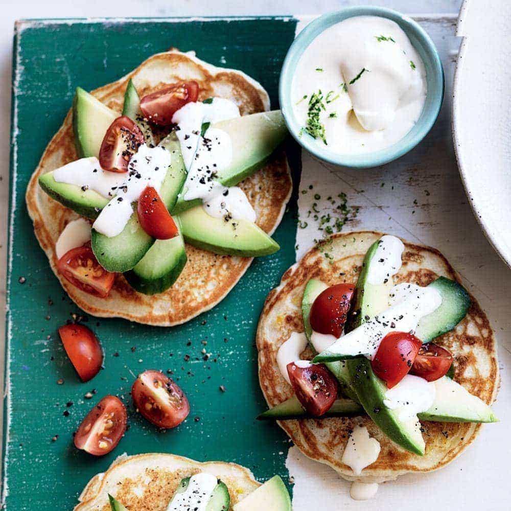 Jalapeño hotcakes with lime sour cream Jalapeño hotcakes with lime sour cream