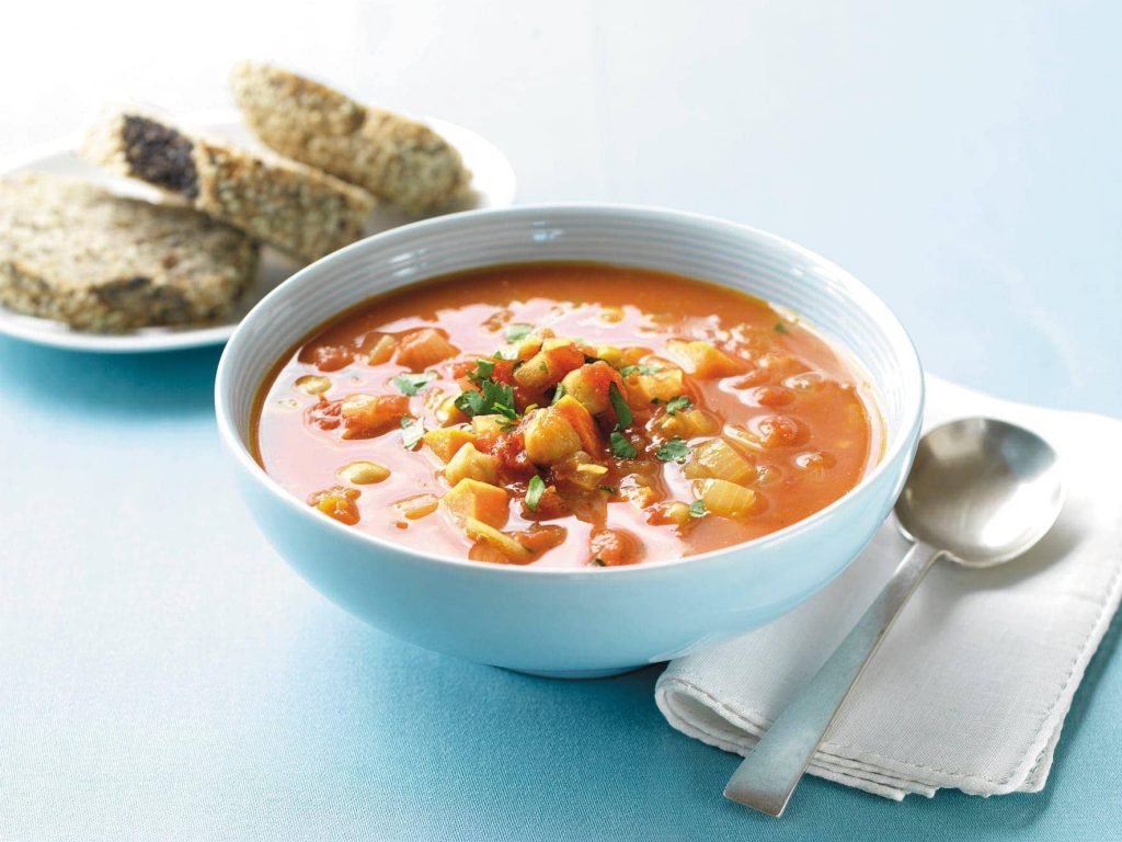 Kumara and chickpea soup