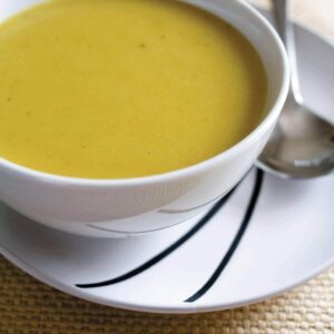 Kumara, coriander and lemongrass soup