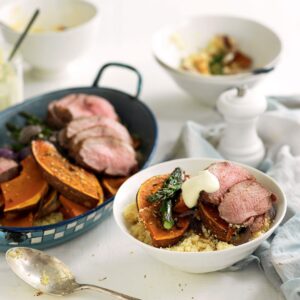 Lamb with dukkah-roasted pumpkin