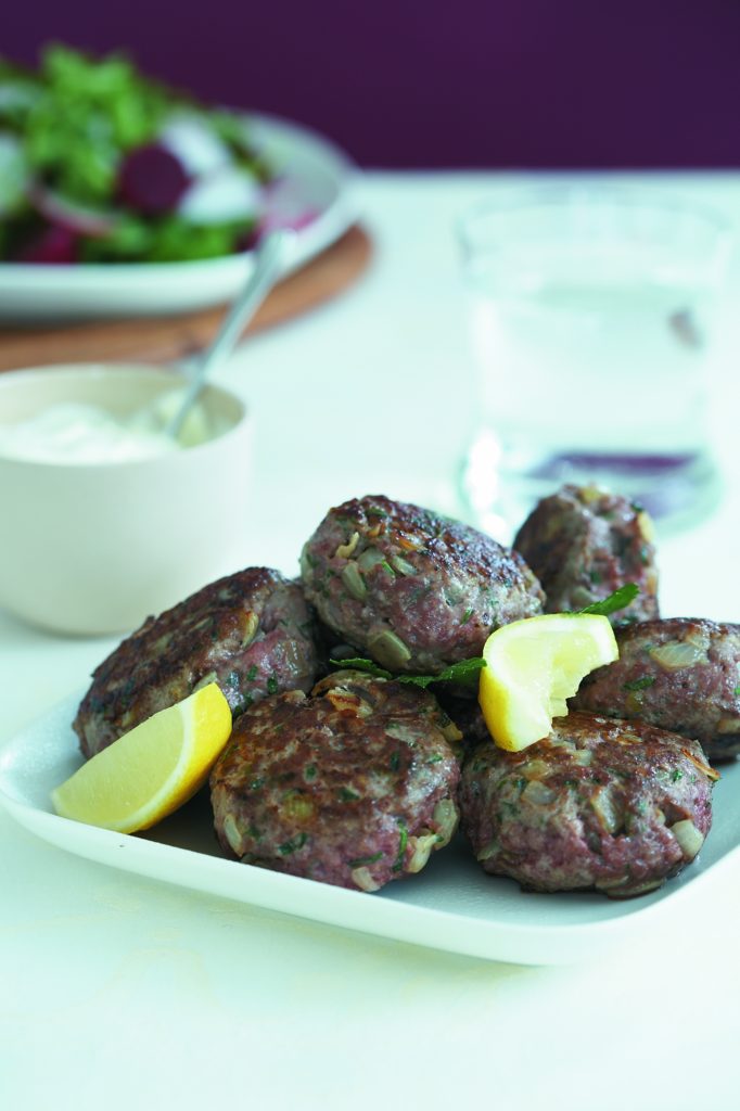 Lamb and parsley rissoles with beetroot salad