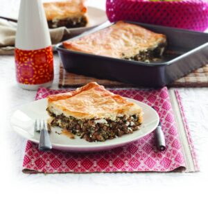 Lamb, lentil and spinach pie