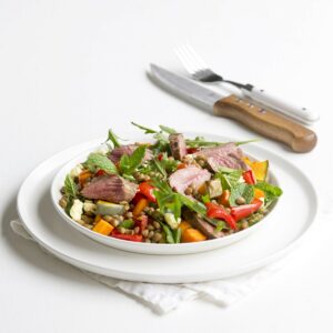 Lamb with lentil and mint salad