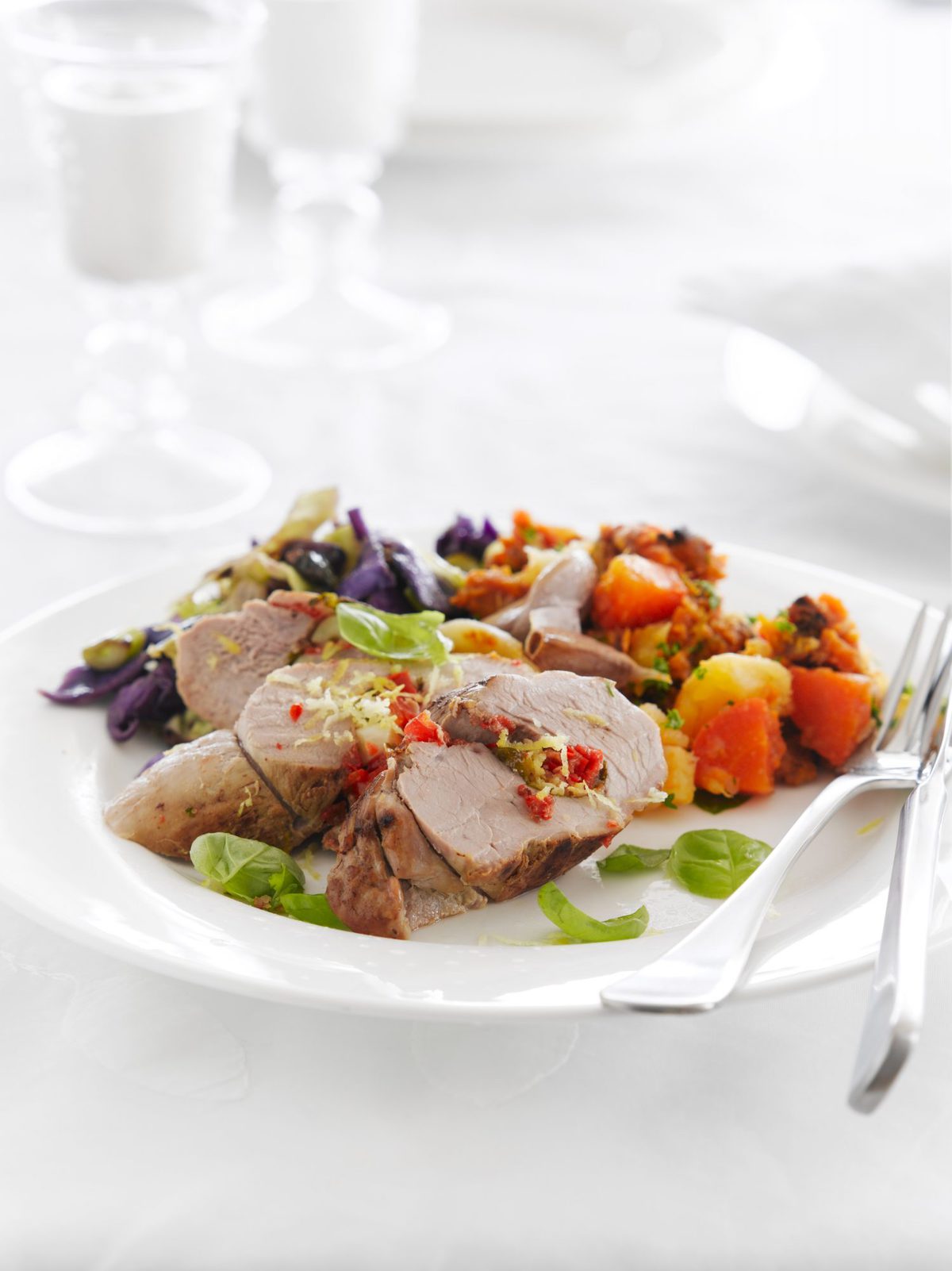 Lemon-roasted pork with garlic and basil