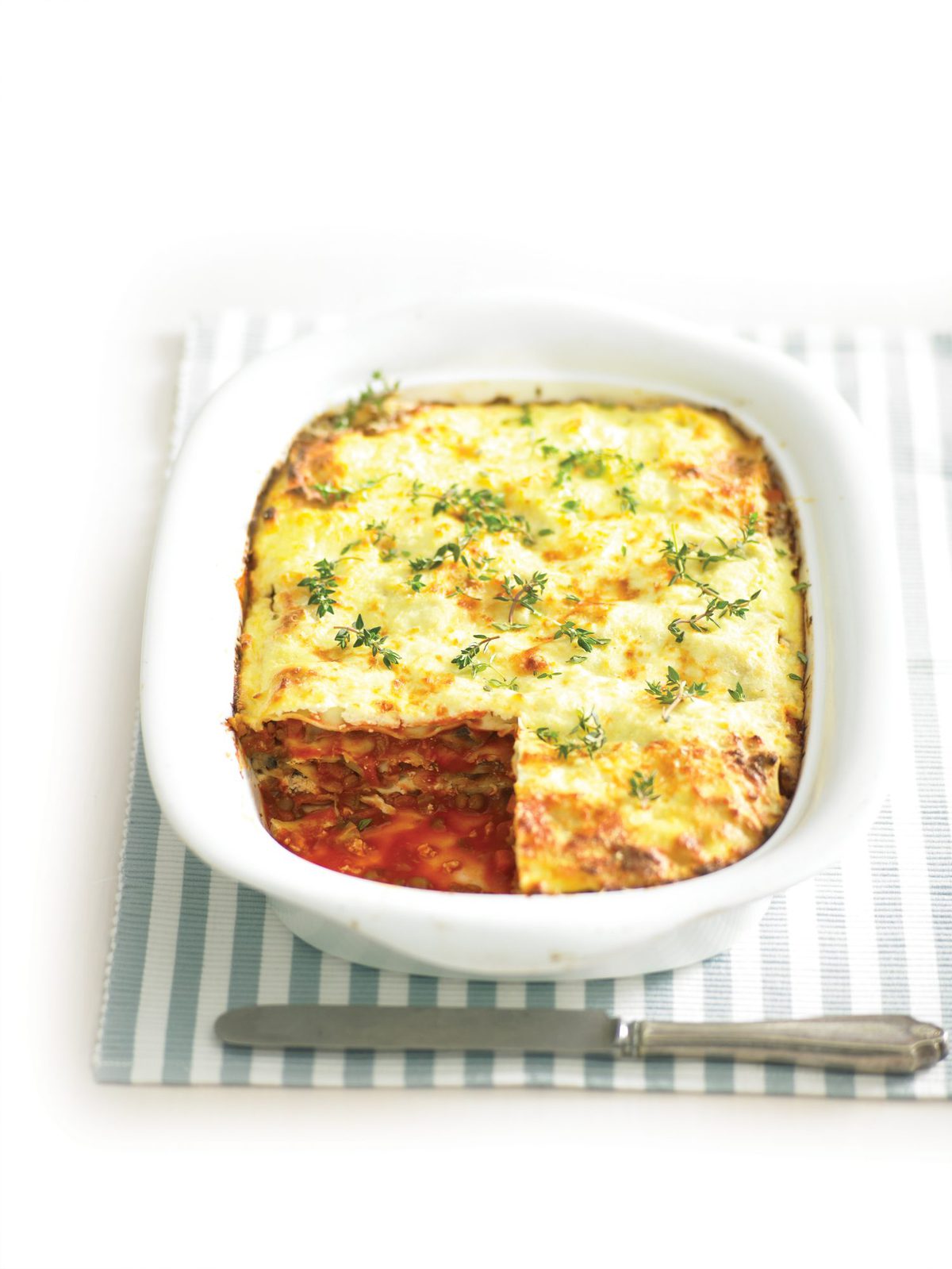 Lentil, mushroom and ricotta lasagne