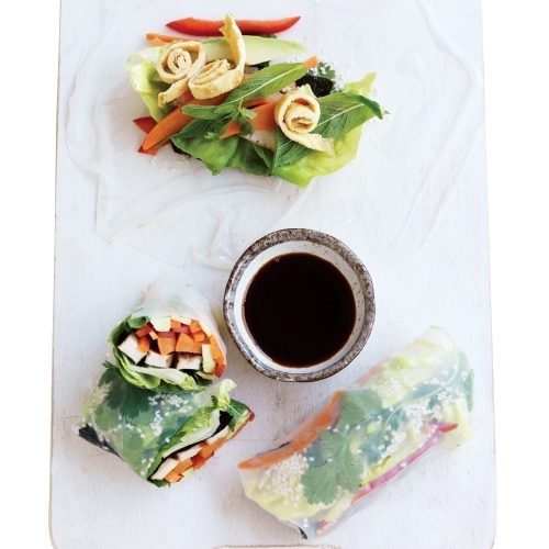 Marinated tofu and sesame seed rolls