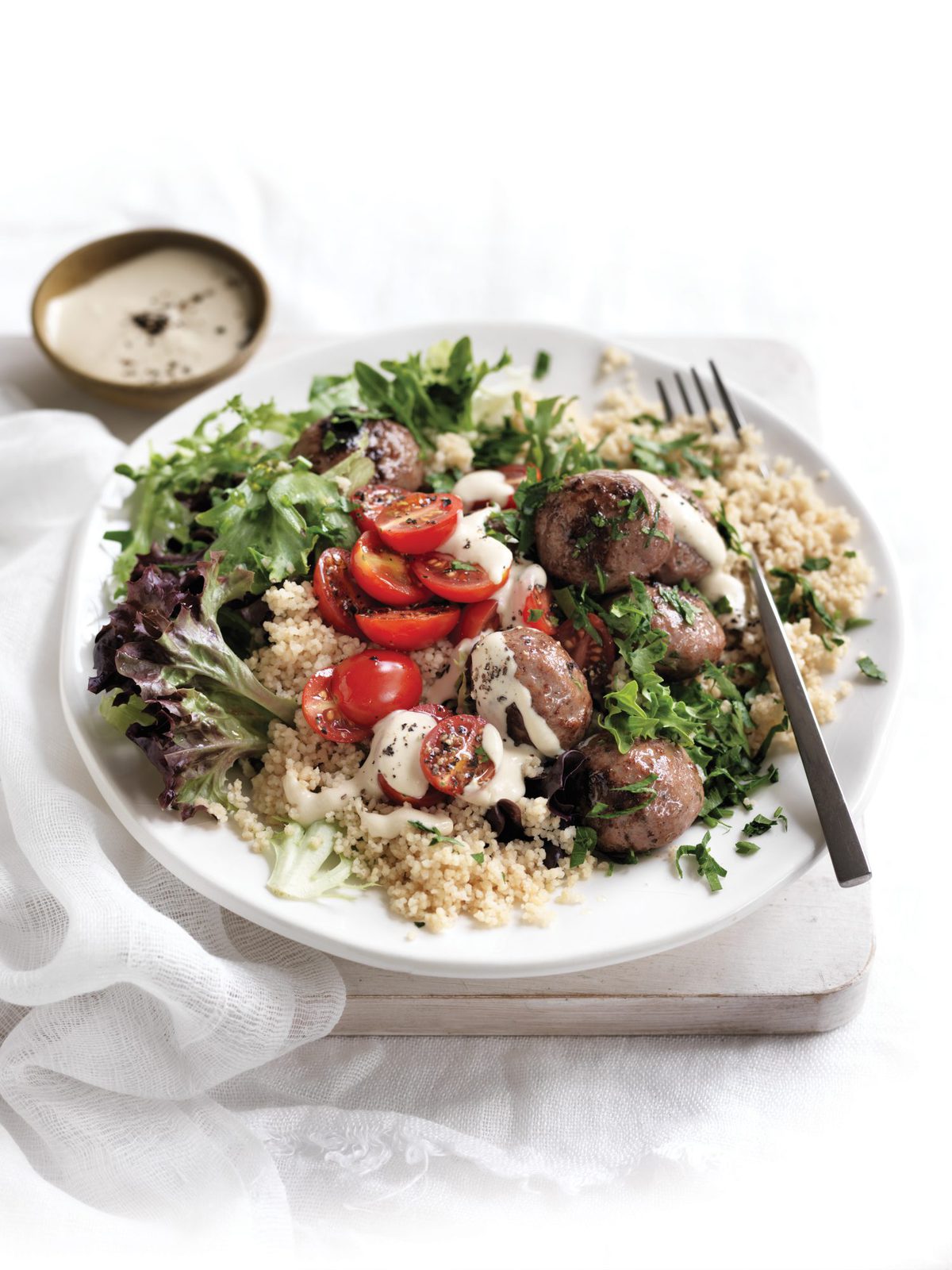 Meatball couscous salad