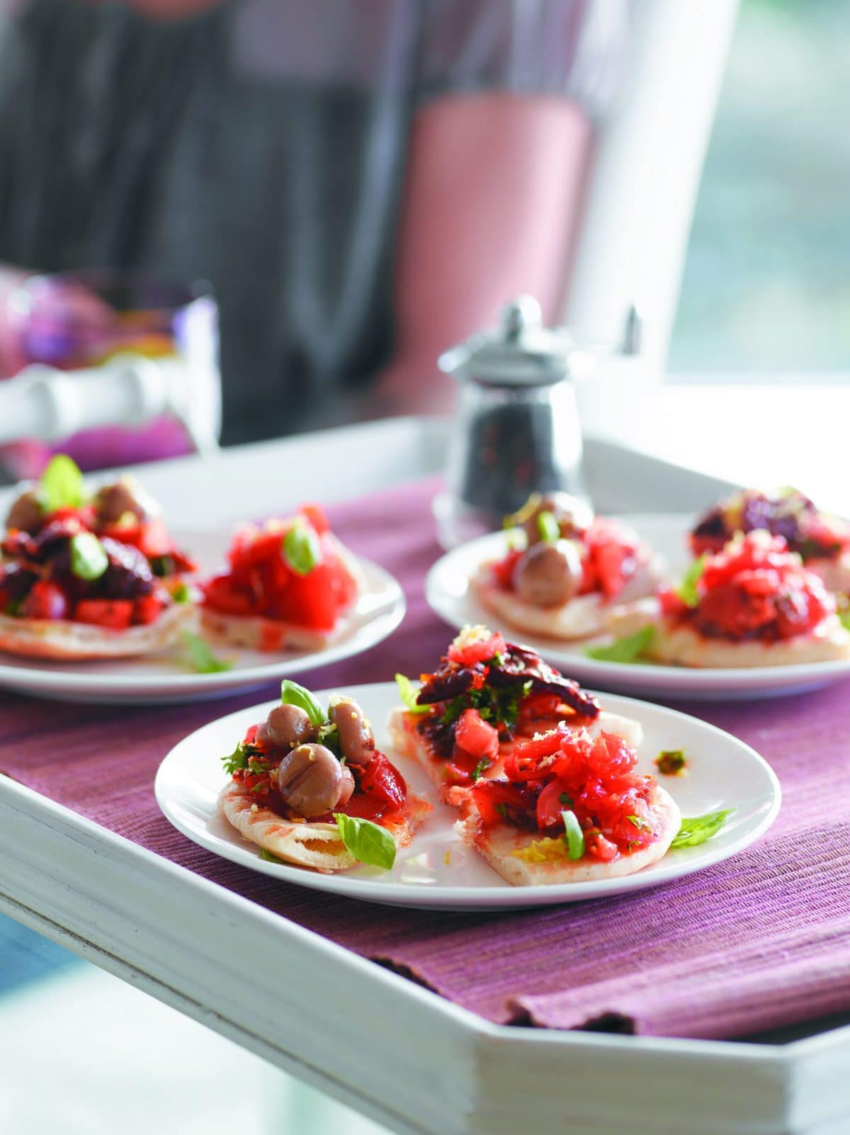 Mediterranean pita bruschetta