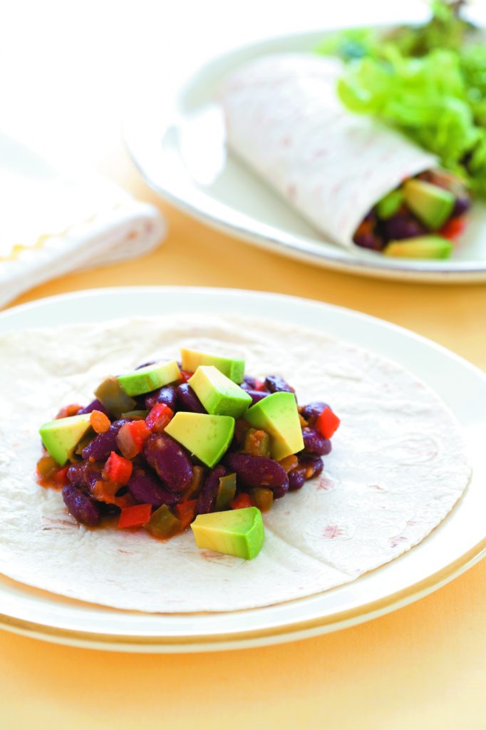 Mexican bean and avocado wrap
