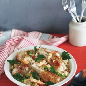 Mexican rice with chicken and prawns