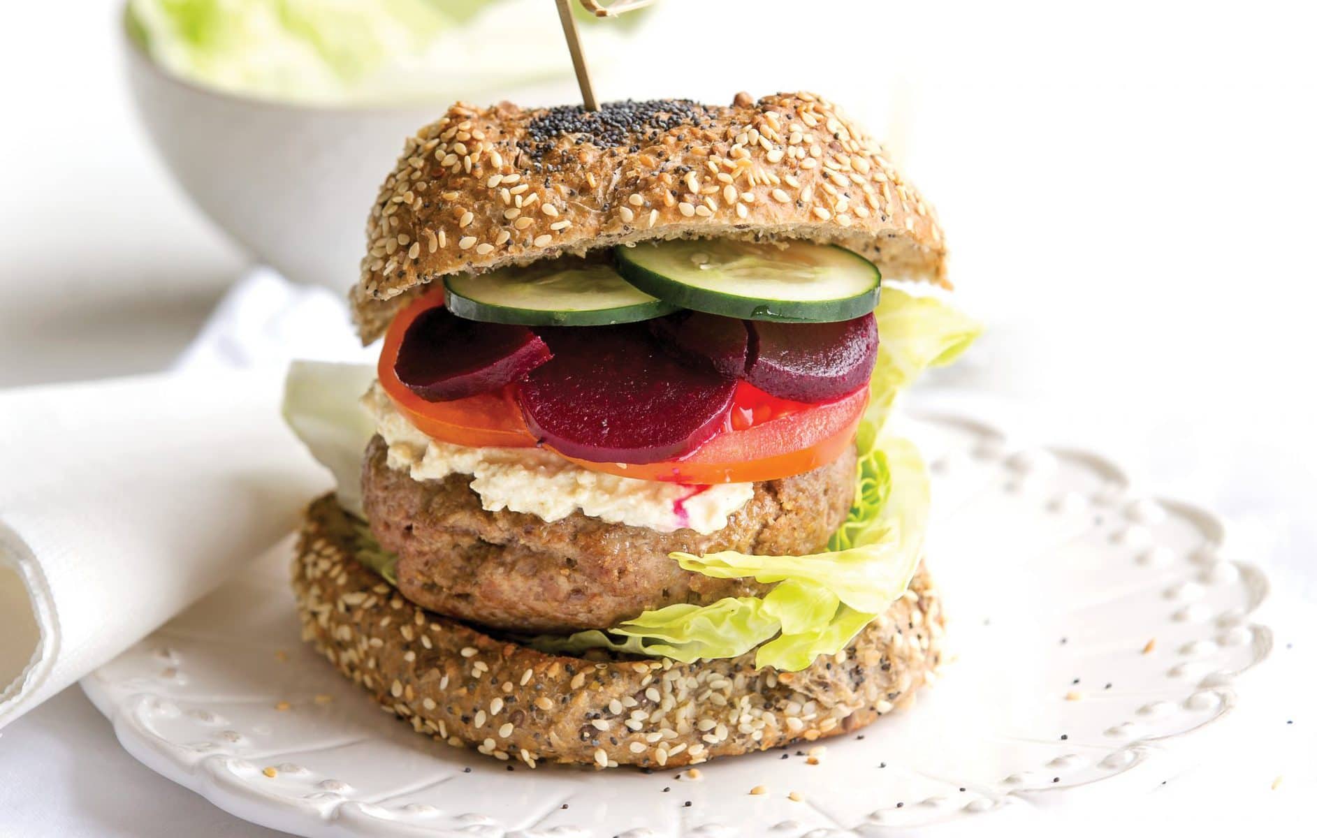 Middle Eastern lamb burgers with cumin yoghurt